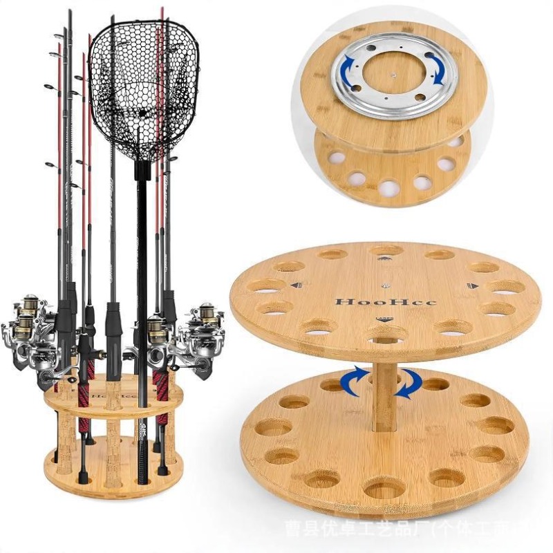 Fishing Equipment Rod - Soporte Giratorio de Madera Maciza para